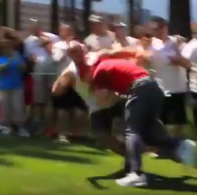 A tradition unlike any other: NFL star A.J. Hawk absolutely laying out a  crazy fan at Lake Tahoe, This is the Loop