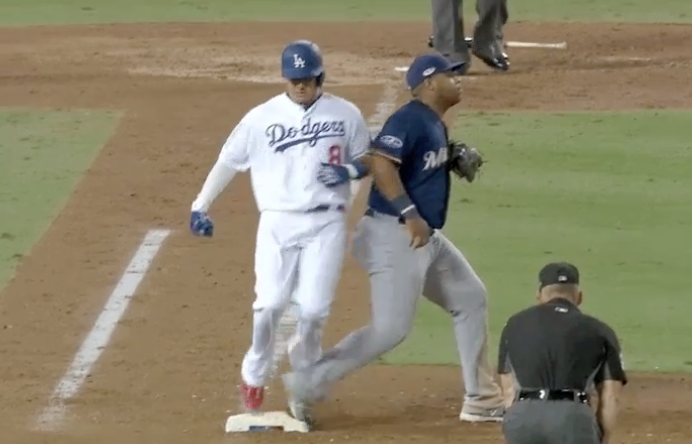 Manny Machado in the middle of benches-clearing argument in NLCS Game 4