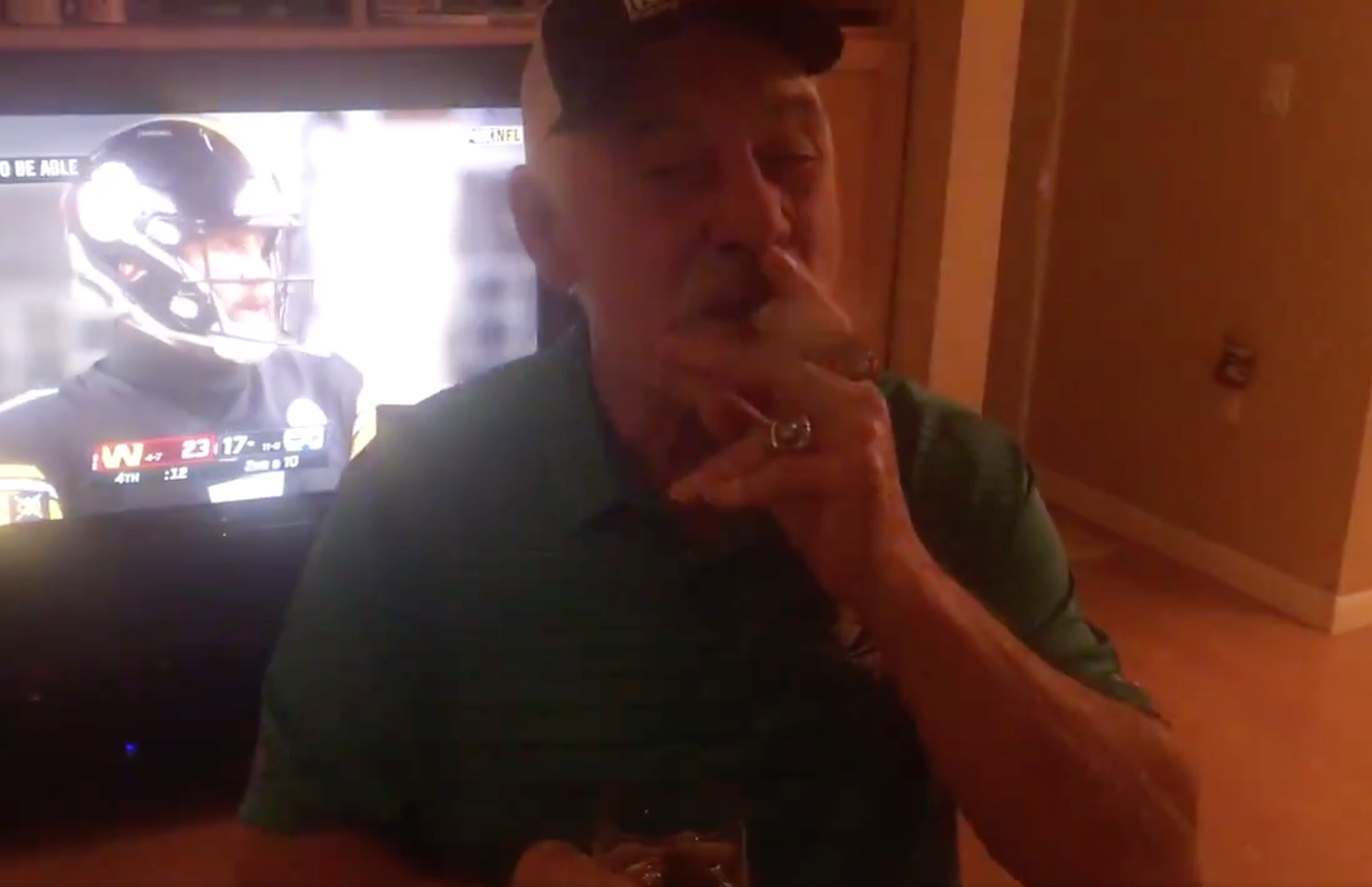 Larry Csonka smoking cigars, sipping scotch after the Steelers