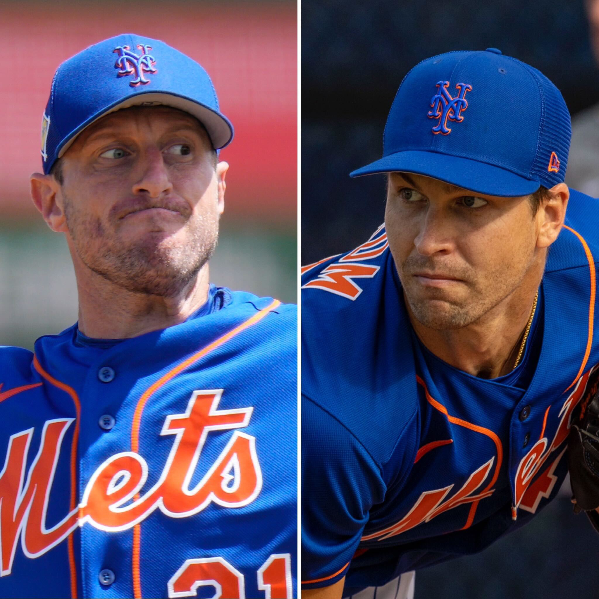 Quick photoshop of Jacob DeGrom and Max Scherzer in a Rangers jersey.